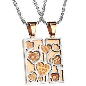 China New Fashion Tagor Jewelry 316L Stainless Steel Couple Pendant Necklace TYGN002 wholesale