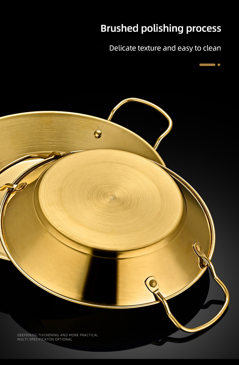 Amazon Hot Selling Cooking Kitchen Cookware Induction Frying Pan Stainless Steel Paella Pans Seafood Frying Pan