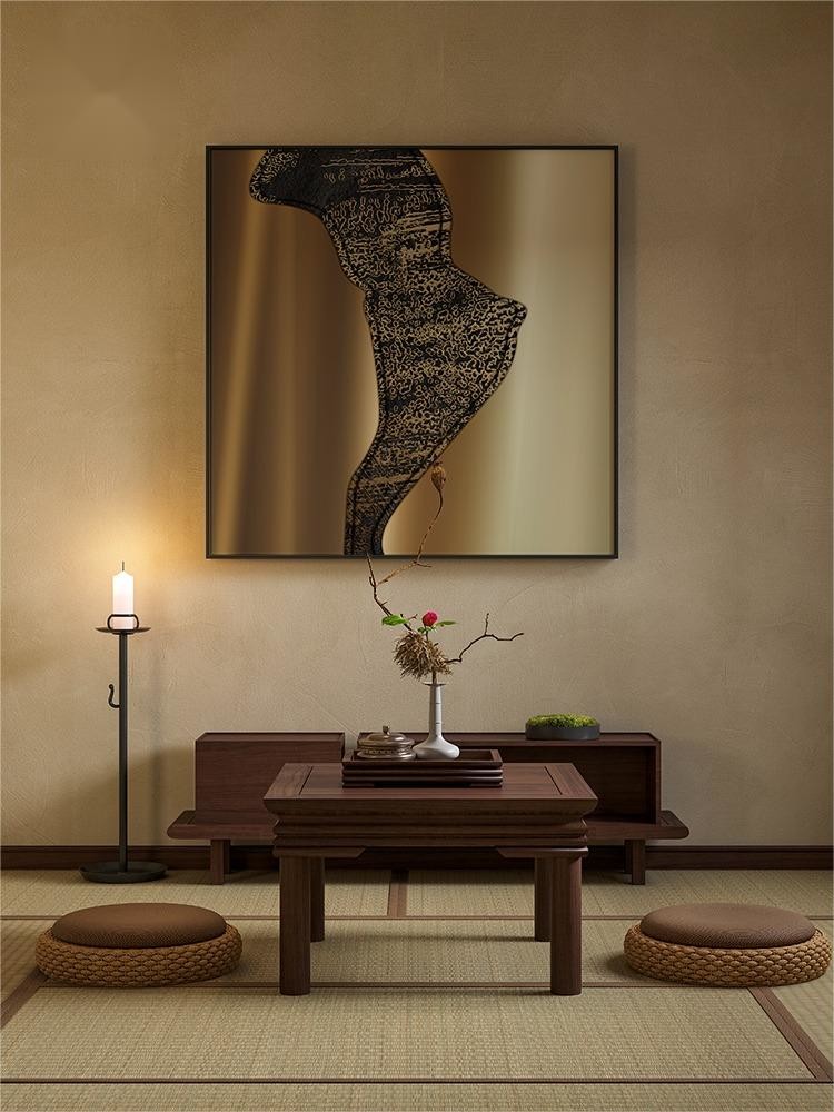 Custom Golden Premium Square Wall Art Hotel Entryway Metal Decor Painting Mural