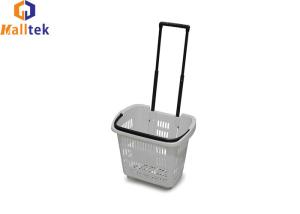 China 30L HDPP Wheeled Grocery Basket With Telescopic Handle wholesale