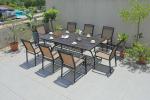 Black / Cream Rattan Aluminum Outdoor Dining Set
