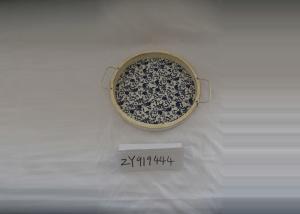 China Retro Wooden Bottom Metal Handle MDF Round Food Tray wholesale
