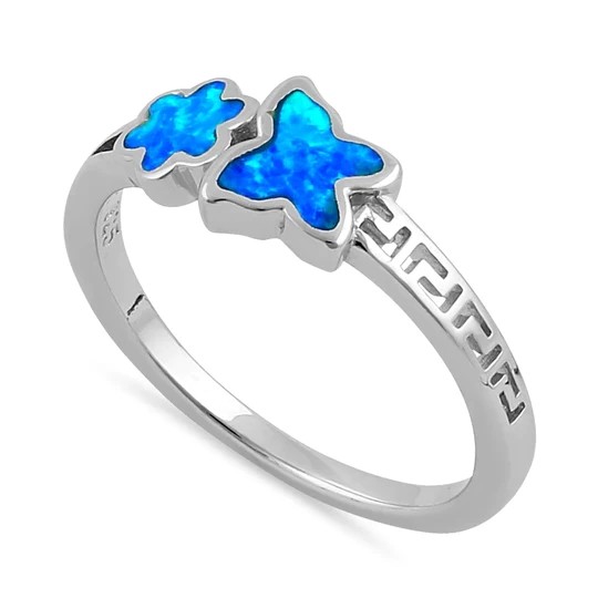 925 With Sterling Silver High Quality Blue Opal Greek White Lab Opal Engagenent Ring For Girls