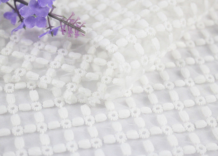 Milk Silk Eyelet Design Embroidered Mesh Lace Fabric By The Yard For Bridal Dresses