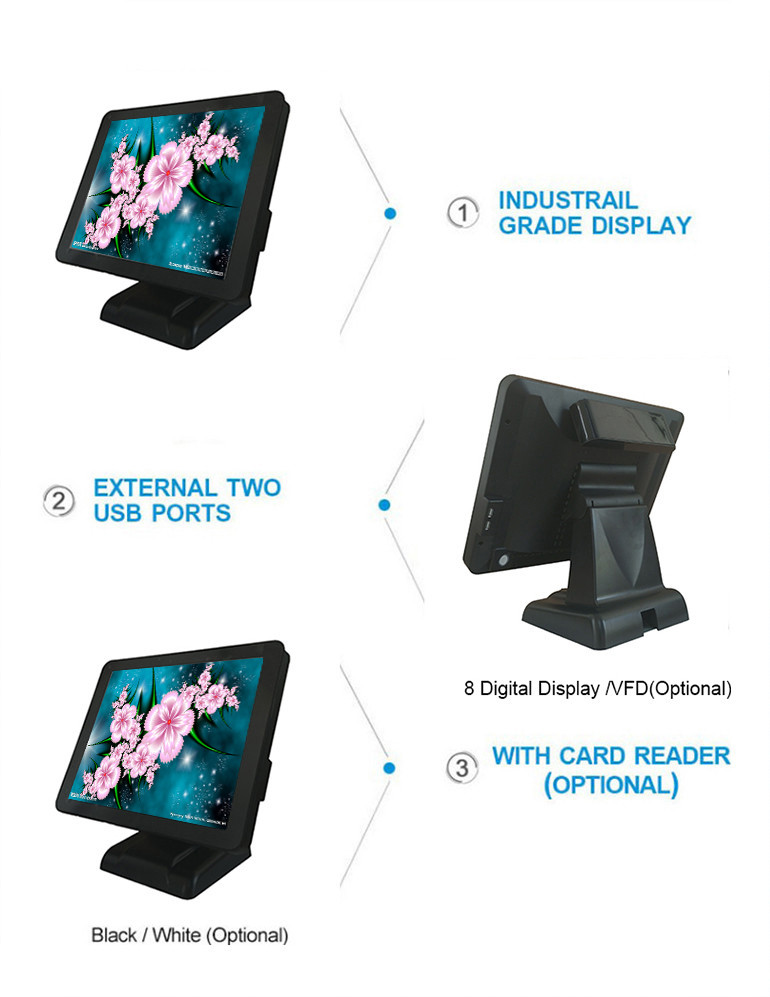17 Inch Black Color All In One Pos System Single Screen With Plastic Housing