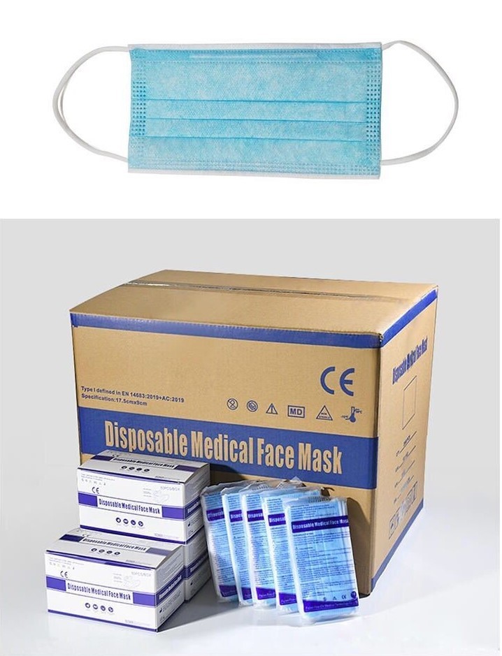 High quality BFE 95% 99% EN14683:2019 3-Ply Disposable surgical laboratory face mask TYPE I/II
