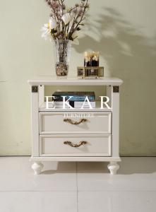 China classic white nightstand with 2 drawers bedsides table wholesale