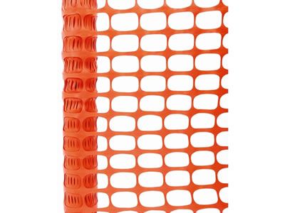 A roll of oval warning barrier fence in orange.