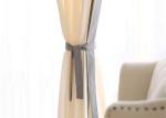 100% Linen Cotton Window Curtains , Country Style Grey And White Curtains