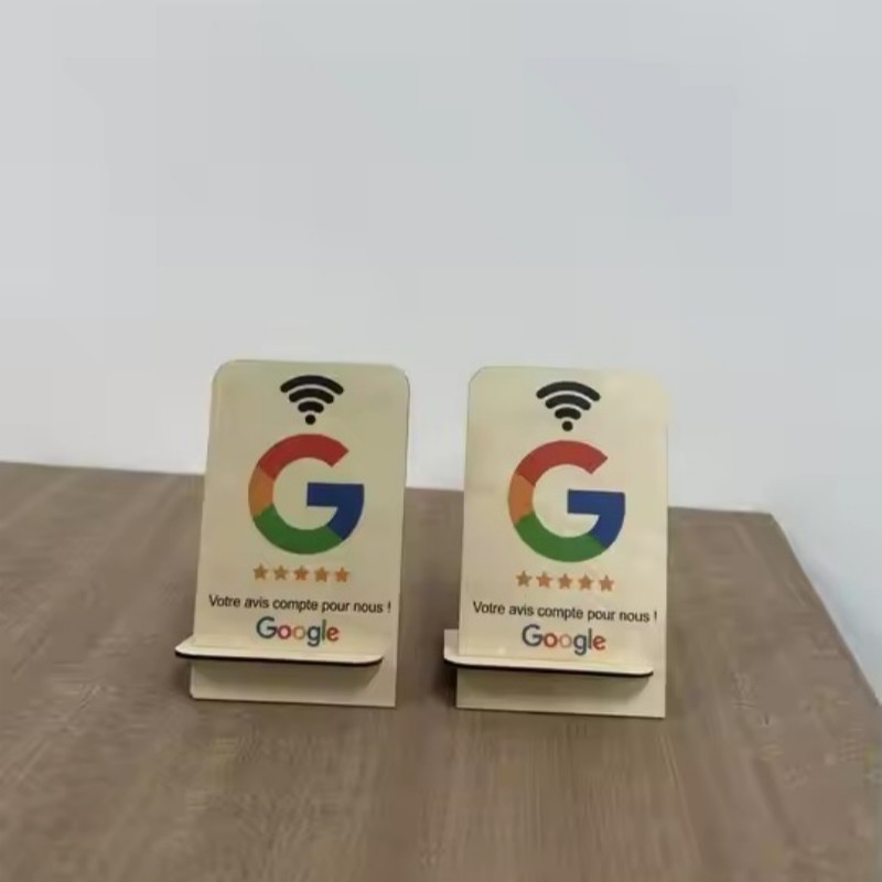 Google Review NFC Wood Stand Display Business Reviews Smart NFC Wooden Stand for Restaurant Wifi connection