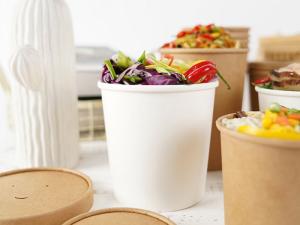 China ISO9001 Thicken Paper Beverage Biodegradable Soup Cups 400ml With Lid wholesale
