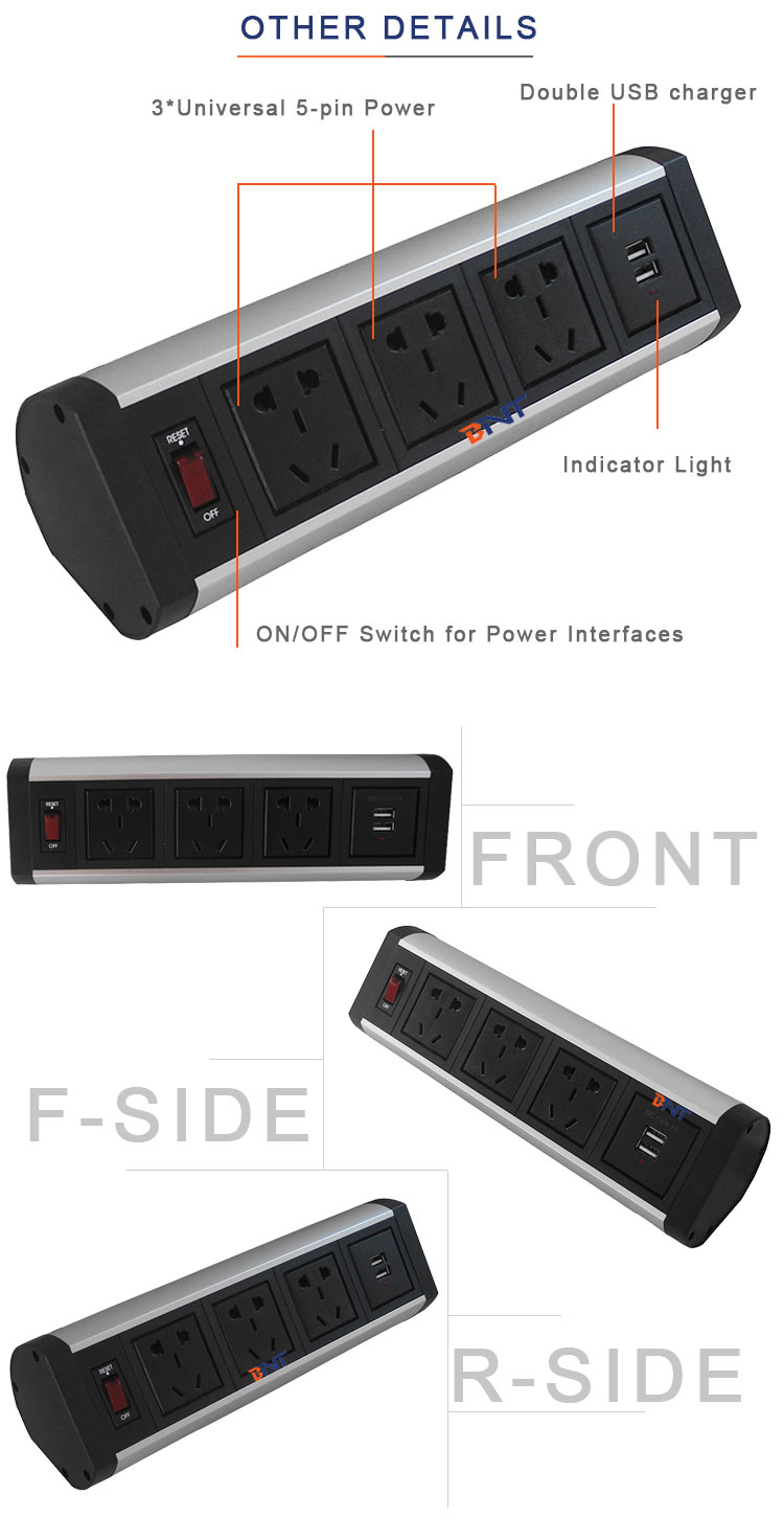 aluminum alloy movable electrical power track socket outlets/conference table top electric power socket