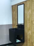 Integrated Bathroom Sink Cabinets Black Matted Surface With Mirror