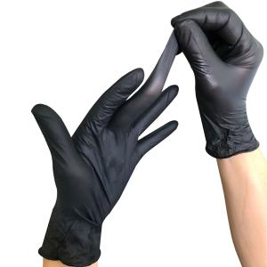 China Black Latex Free NBR Waterproof Nitrile Gloves Viral Resistance wholesale