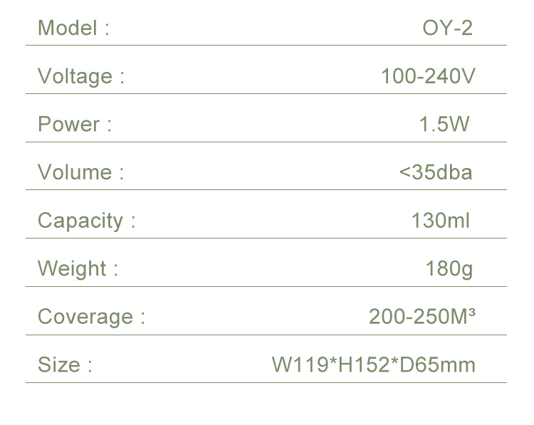 100-240V Portable Fragrance Diffuser Wall Plug Aromatherapy Diffuser 130ml