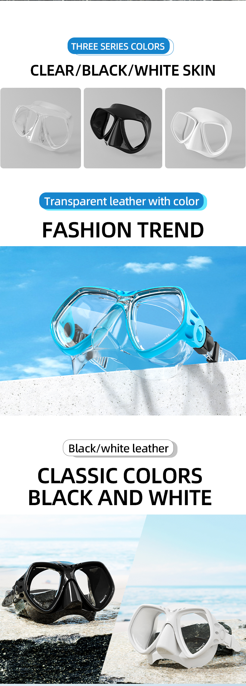 Men'S Scuba Goggles And Snorkel Diving Mask Custom Color