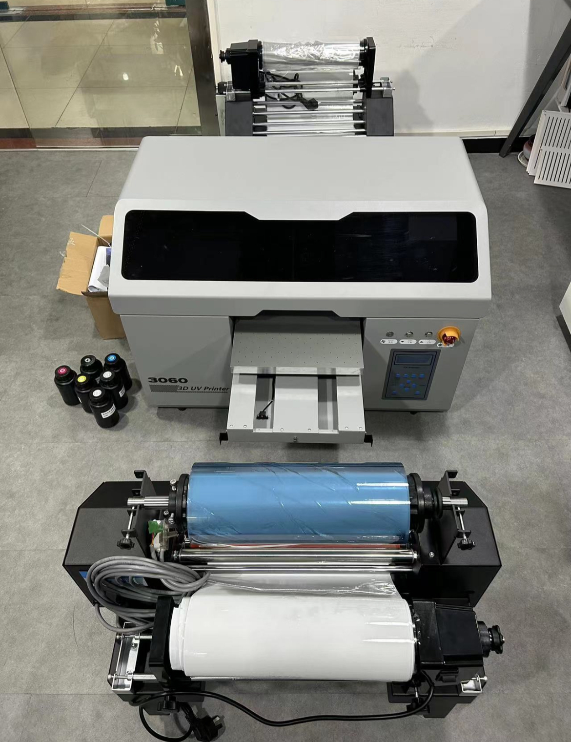 XP600 Printhead UV Printer for Roll to Roll and Flatbed Printing Varnish on Cylinders