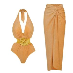 China Nylon Padded Bikini Three Piece Swimsuit Set Beach Summer Style wholesale