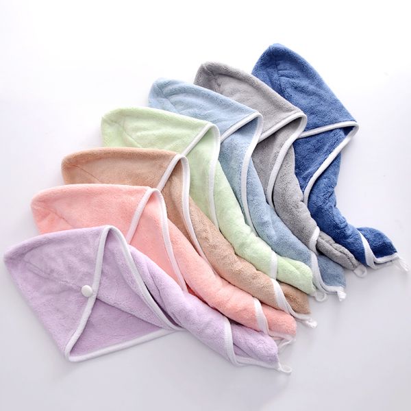 Logo Customizable Hair Cap Absorbent and Multi-Color Coral Fleece for Women's Showers