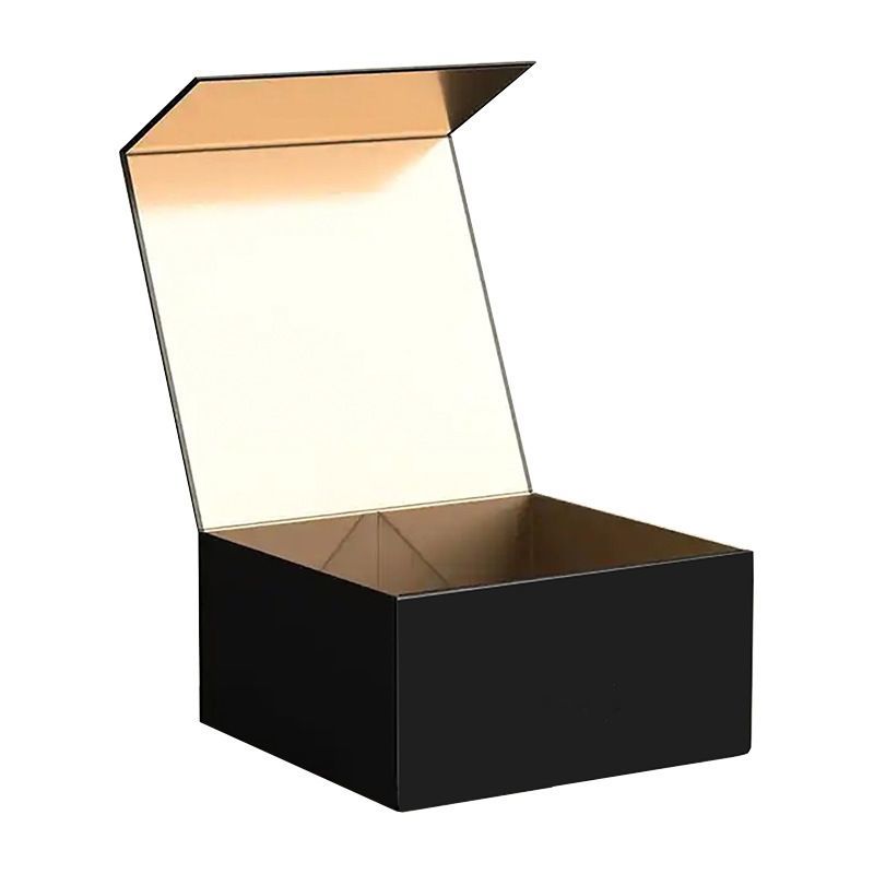 Foldable Rigid Cardboard Cosmetics Makeup Jewelry Clothes Magnetic Folding Closure Shopping Black Paper Gift Packaging Packing Box for Watch Wedding Party