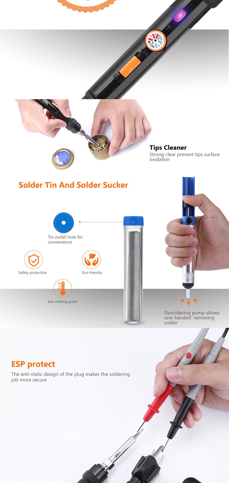 Household Tool Soldering Iron Kit / Set 11 in 1 60W 200 - 450℃ Green K019