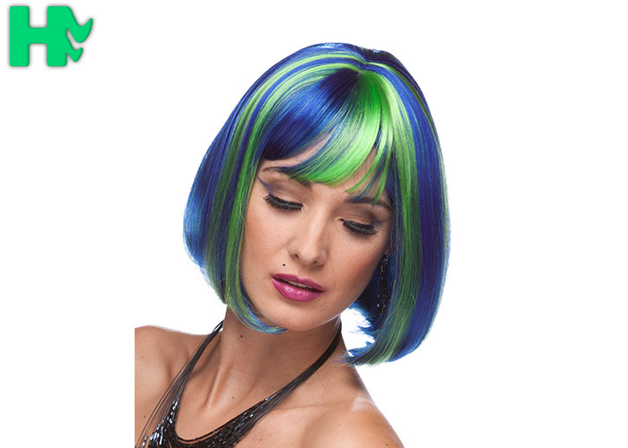 Straight Black Root White Short Synthetic Wigs Bob Style Wigs With Long Lifetime