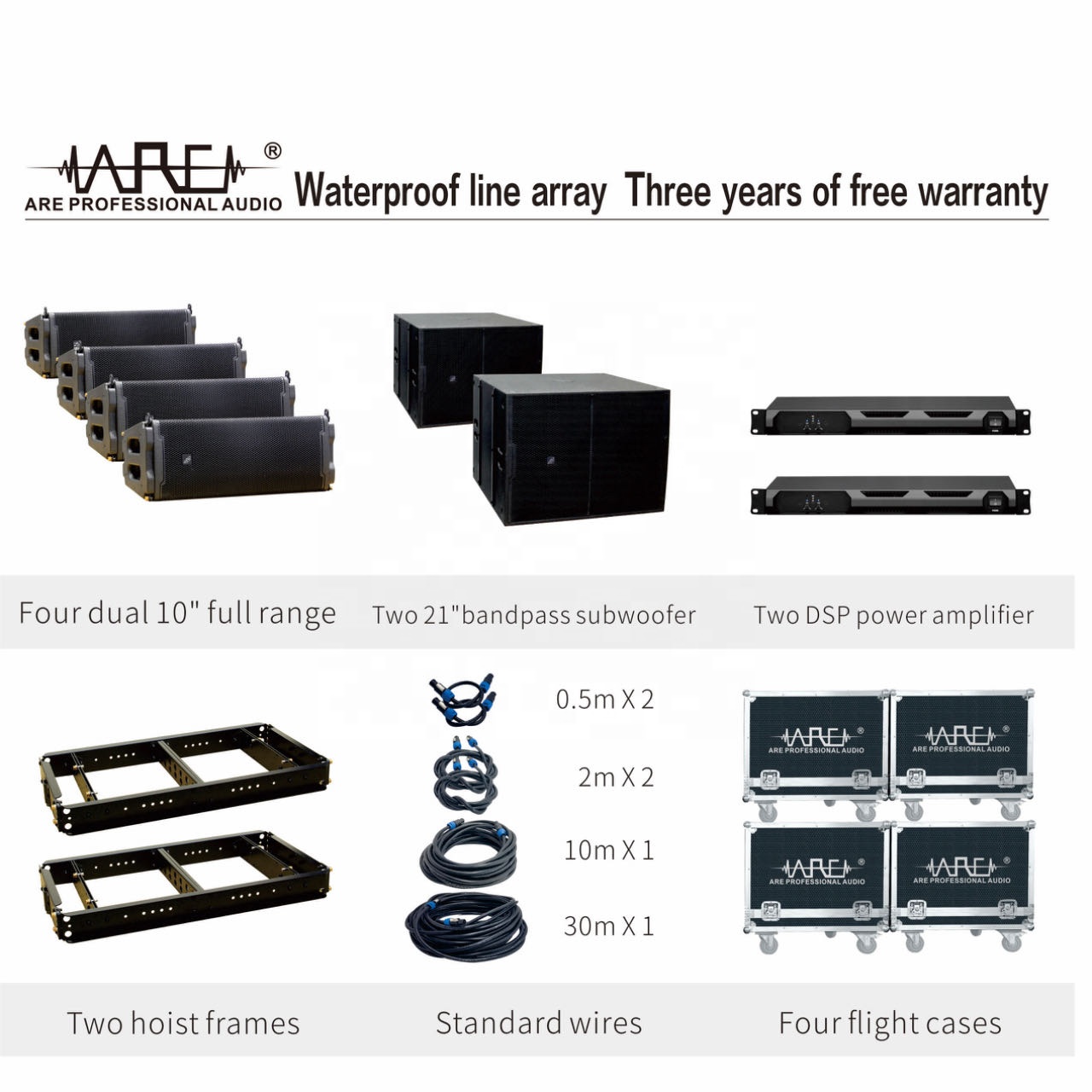 ARE Audio Dual 10" Outdoor Line Array Professional Audio System Passive Line Array for Medium-sized Performances