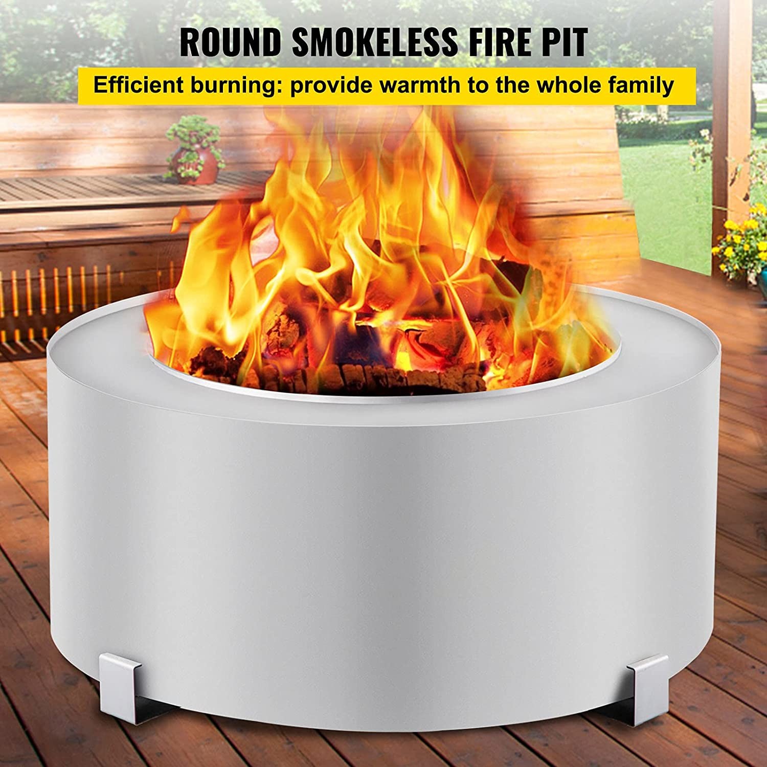 Double Wall Portable Round Smokeless Fire Pit For Outdoor Picnic Camping