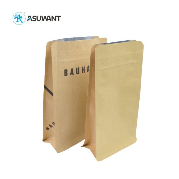 200microns Resealable Kraft Paper Zipper Bags BPA Free Clear Window