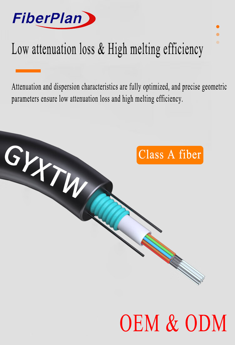 Outdoor Armored Singlemode GYXTW G652D Fiber Optic Wire Cable Black Aerial Unitube (Central Loose) GYXTW