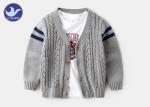Preteens Boys Cable Knit Cardigan Striped Long Sleeves Buttons Closure