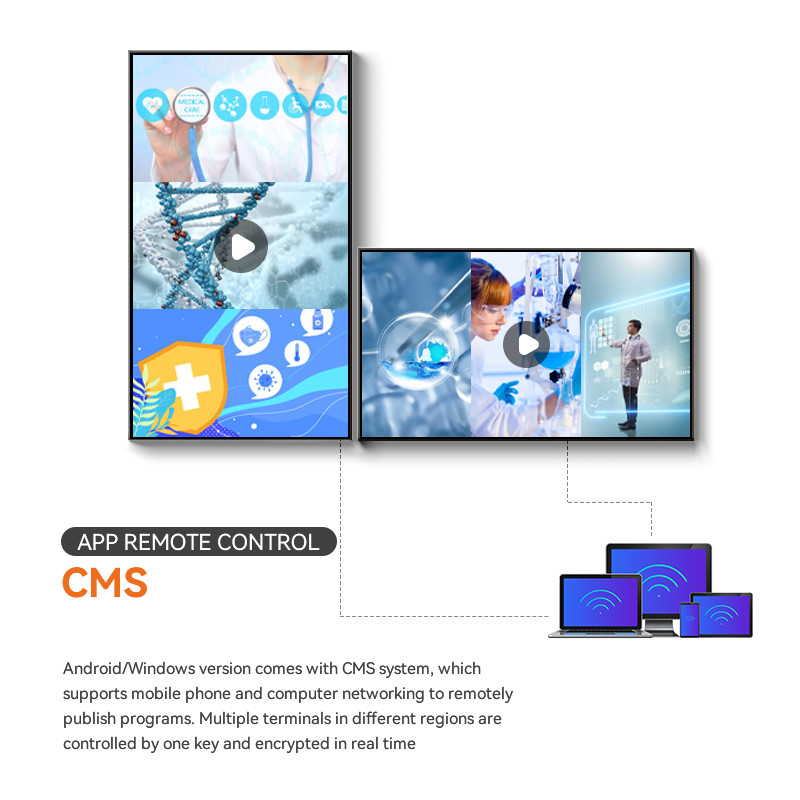 Aluminum 50 Inch Frameless Advertising Digital Signage Floor Standing Wall Mount