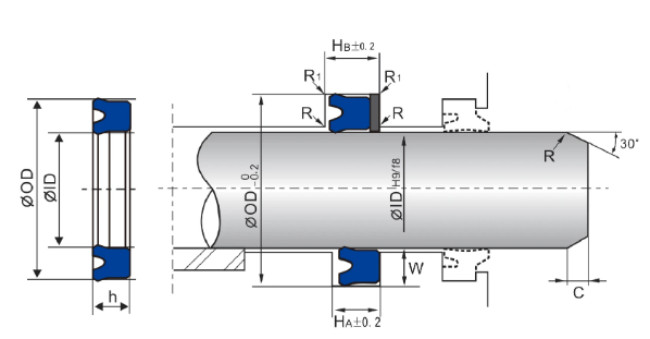 Single Acting Hydraulic Cylinder Seals , Hydraulic Piston Rings U Shaped UN 35x45x6