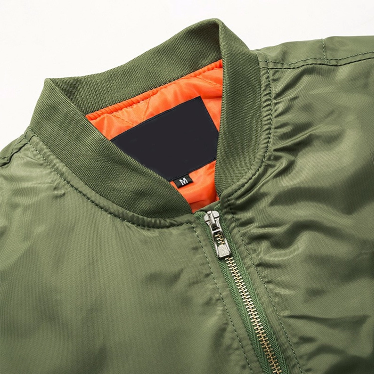Winter Custom Mens Bomber Jacket Zipper Windproof Quilted Jacket