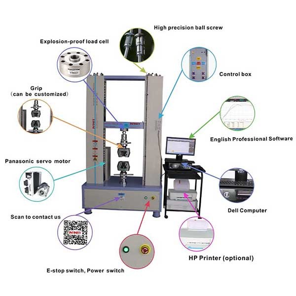 Rebar Metal Plastic Textile Tape Universal Tensile Testing Machine For Hardness Bending Textile Test