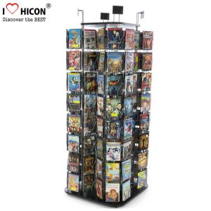 China Rotating Book Display Stand Metal Wire Pockets CD Flooring Display Stand wholesale