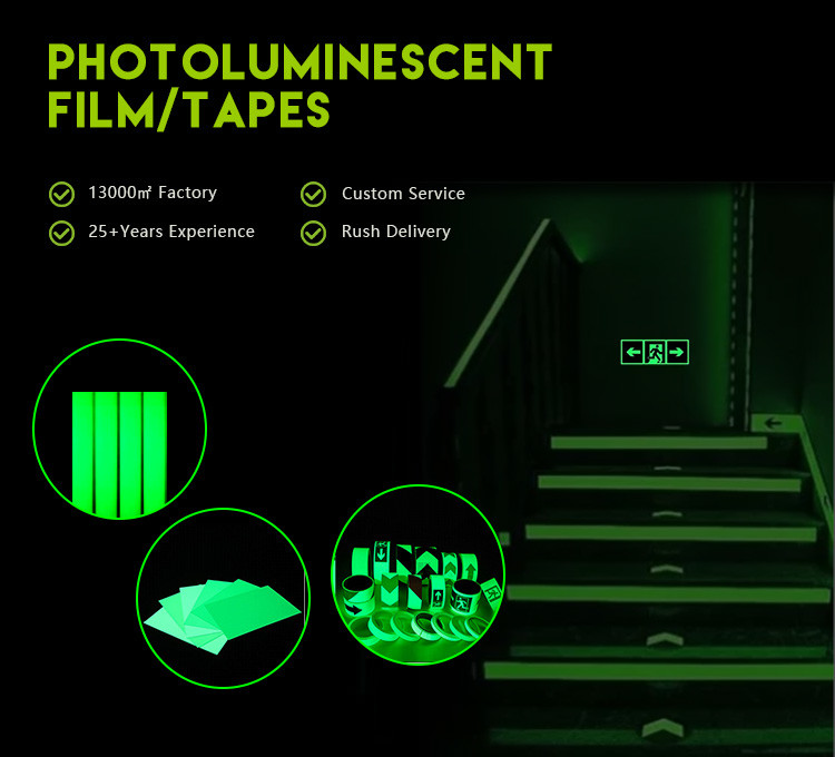 Glowing In The Dark Tape Luminous Photo Luminescent Paper Vinyl 8-10 Hours For Warning