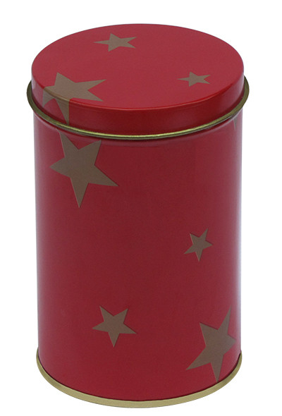 Red Color Tin Tea Canisters , Round Tea Tin Box With Dia72 x 112hmm