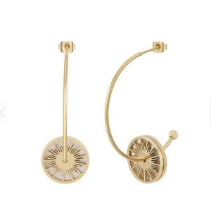 China Love Heart Abalone Shell Dangle For Women Hoop Earrings Germanium Energy Stainless Steel wholesale