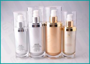 70 ML 130 ML Oval Shape Cosmetic Serum Bottle ，Silver / Gold Airless Cosmetic Bottles