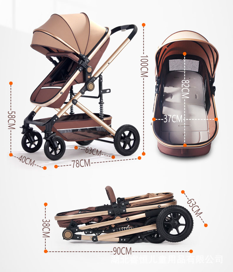 Hand Push/Foot Foldable Baby Stroller Lightweight Reclining Carriage for All Seasons