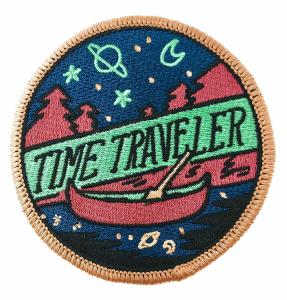 China Time Traveler Woven Badges Personalised Embroidered Iron On Badges wholesale