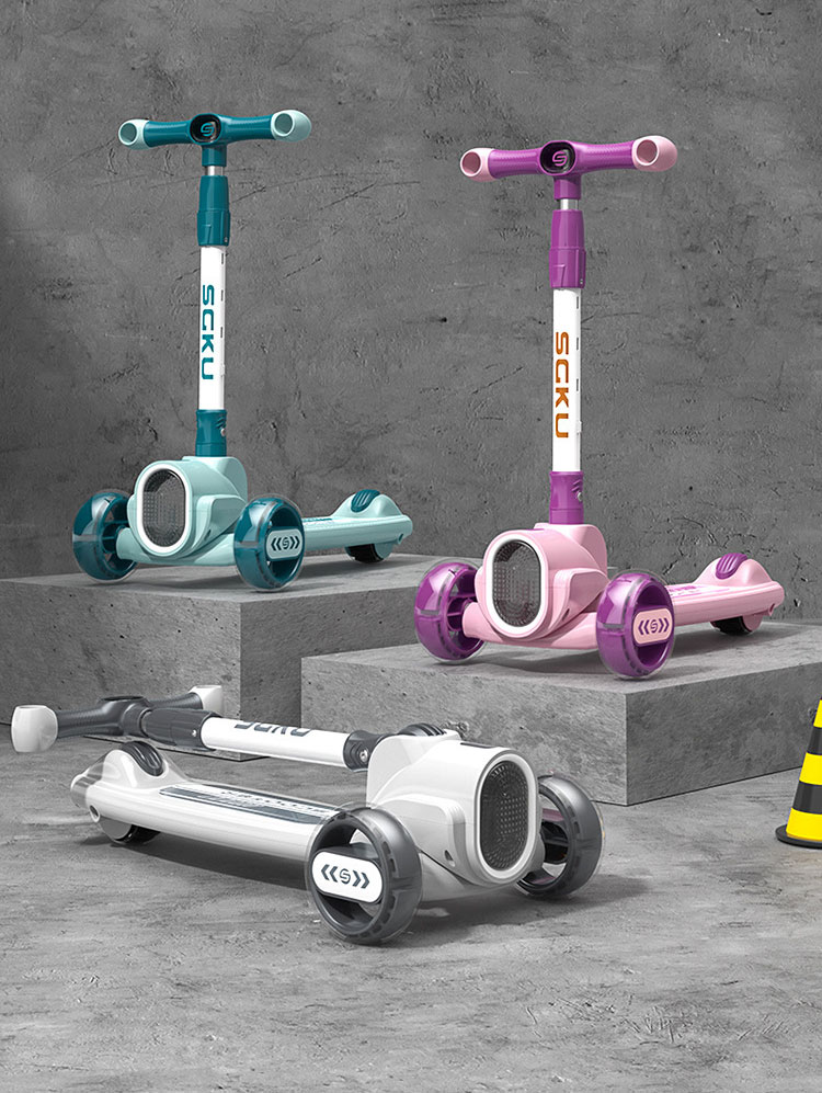 Collapsible Portable Push Scooters for Kids Ages 3-12 Max Load 200 LBS Tricycle Style