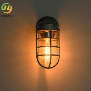 China Retro Industrial Wall Lamp Art Dining Room Living Room Clothing Shop Hollow Glass Iron Wall Lamp Bedside Lamp wholesale