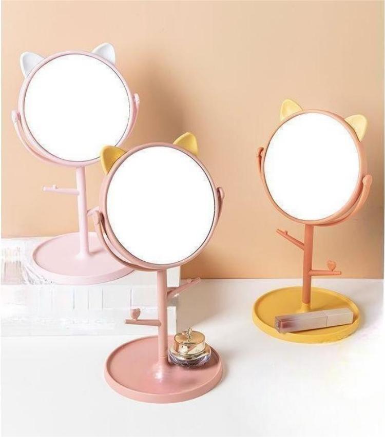 Small Circle Plastic and Glass Mirror for Everyday Top Fashion Adjustable Make Up