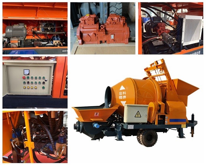 Small self loading trailer mobile lightweight concrete pump with mixer