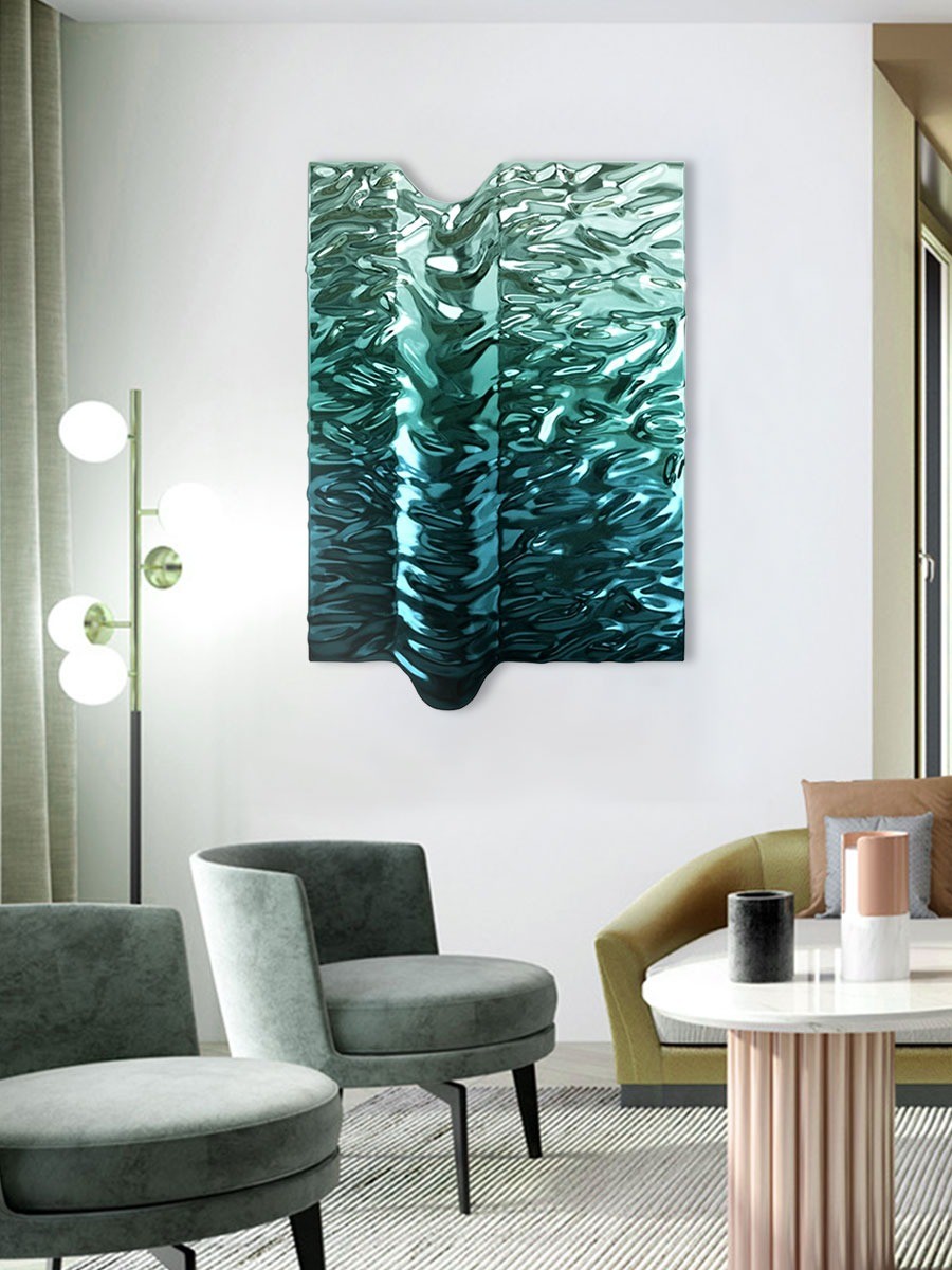 Premium 304 316 SS Plating Water Ripple Wall Art Decor For Modern Star Hotel Lobby