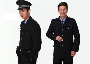China Single Breasted Security Guard Uniform , Long Sleeve Black Security Jacket For Men wholesale