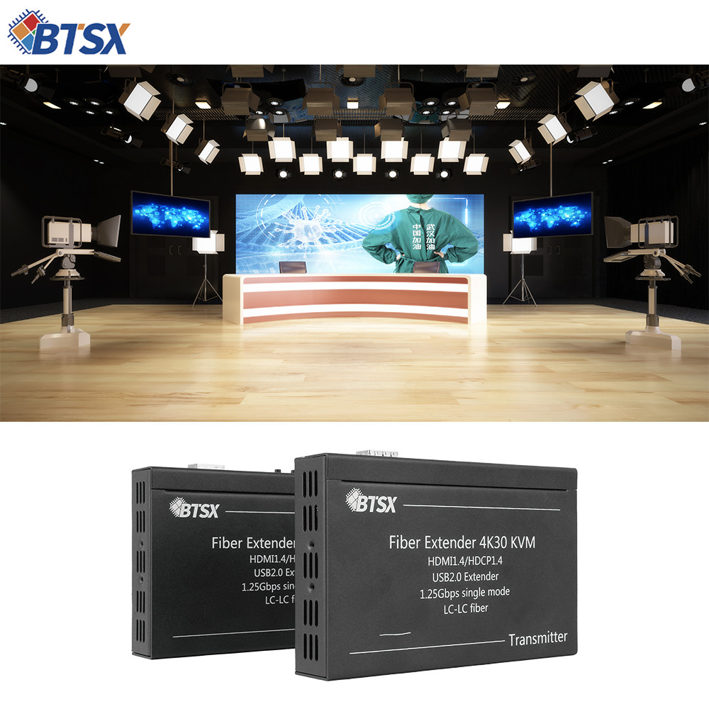 4K HDMI Fiber Extender with KVM and RS232 Professional Zero-Latency HDMI Fiber Optic Extender 4K@30Hz HDMI over Single-Mode Fiber Extender