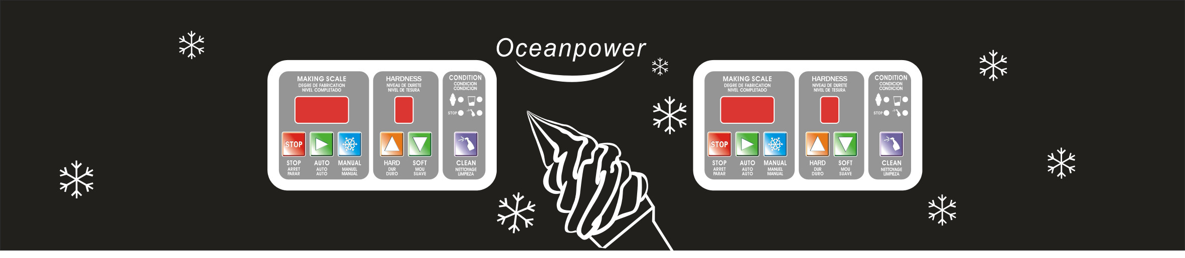 65L/H Oceanpower 2 independent systems soft Ice Cream Machine machine OP865C